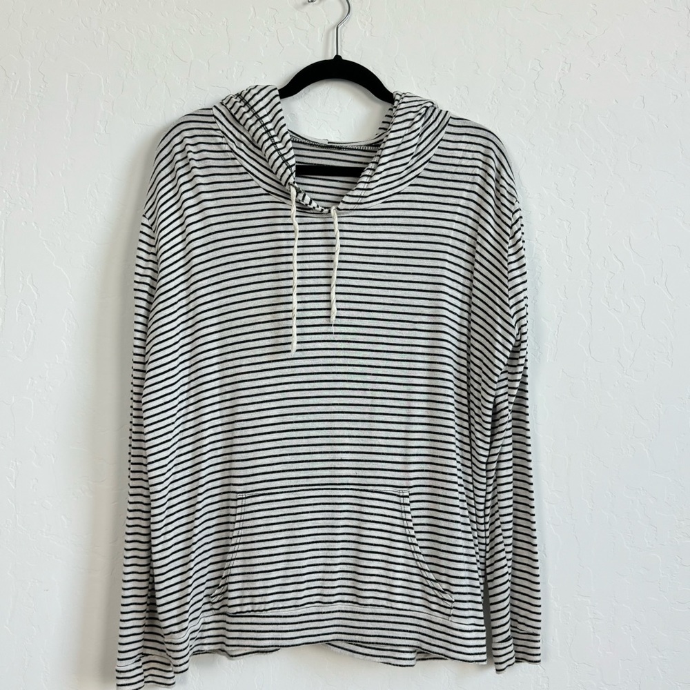 Light Weight Black and White Striped Hoodie